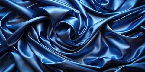 Fototapeta premium Luxurious Dark Blue Silk Satin Background - Valentine's, Christmas, Anniversary Web Banner
