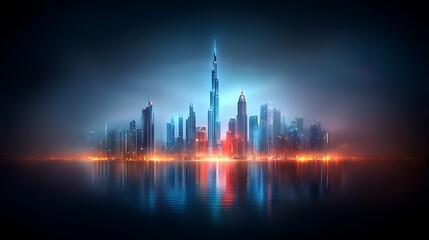 Obraz premium Dubai skyline at night urban celebration of chinese new year festivities and culture
