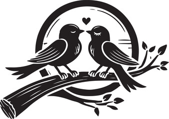 Fototapeta premium couple bird vector silhouette