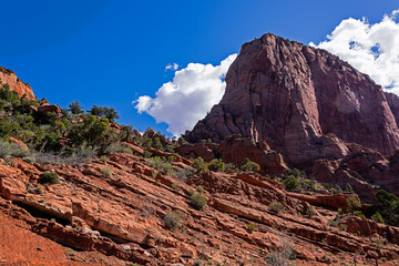 Red Sandstone cliffs in Southern Utah near St. George near Zion National Park