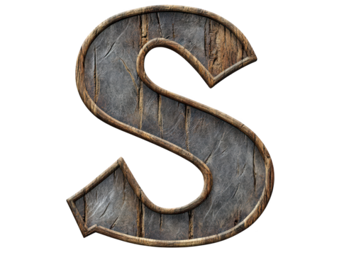 Wooden letter s on black background, minimalist photography and graphic design element - Powered by Adobe
