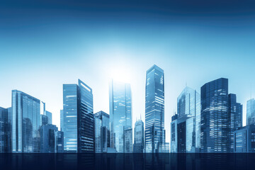 Fototapeta premium Sunrise Over Sleek Urban Architecture