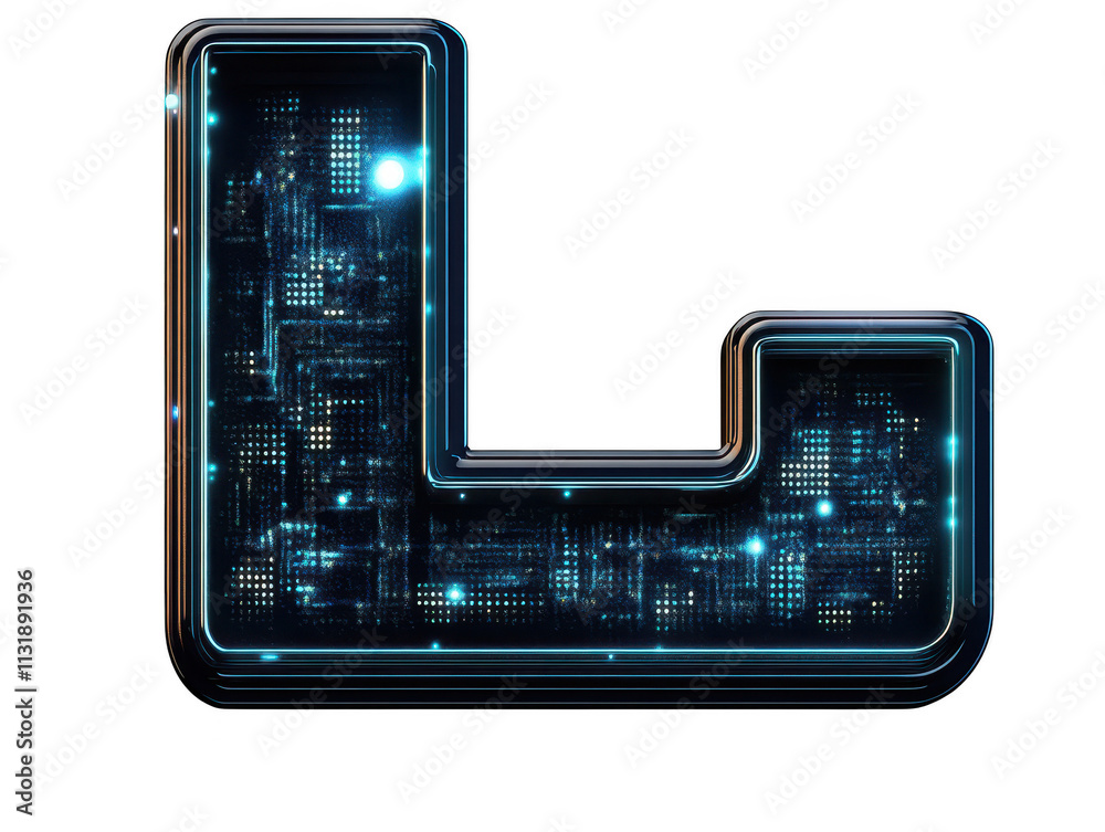 Fototapete techinspired typography, letter 'l' crafted from intricate circuit board design