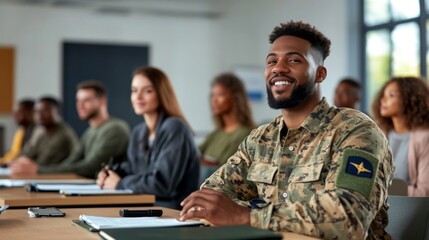 Fototapeta premium Veterans engaging in business management education