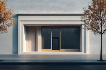Minimalist Modern Architectural Facade Symmetrical Entrance Natural Light