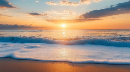 Fototapeta premium wave and sunset on a background a sea