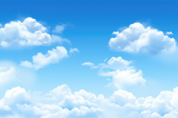 Obraz premium Serene Sky with Fluffy White Clouds on Sunny Day