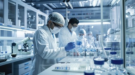 Fototapeta premium Scientists Conducting Experiments in Modern Laboratory