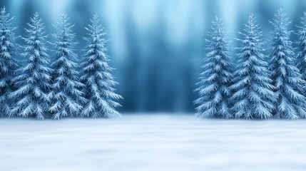 Fototapeta premium Serene Winter Wonderland Snow Covered Trees Frosty Forest Cold Landscape