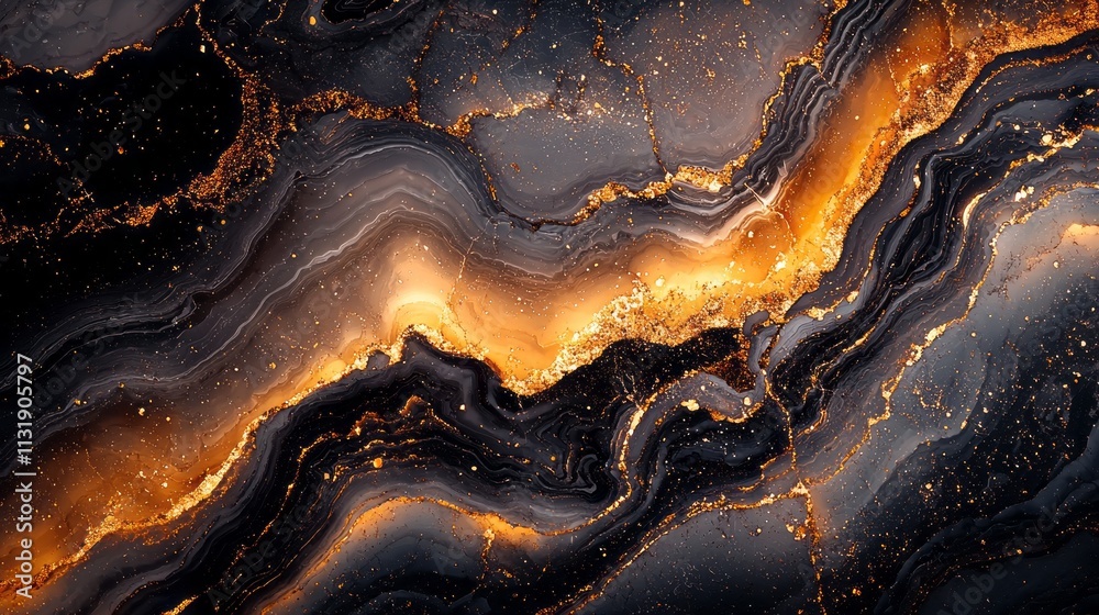 Poster rich mocha marble displays an exquisite blend of swirling patterns in deep black, interspersed with 