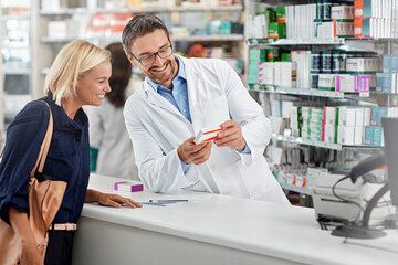 Pharmacy, medicine and shopping with people in store for helping, consulting and healthcare....
