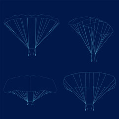 Obraz premium Set parachute sports on a blue background. Vector illustration