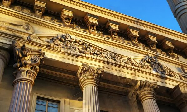 Golden Hour Architecture: Intricate Facade Details of a Historic Building