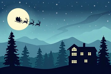 Fototapeta premium Christmas Santa Claus Sleigh