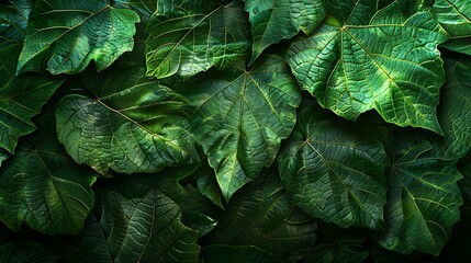 Fototapeta premium Lush, Deep Green Vine Leaves Forming a Natural Textured Background