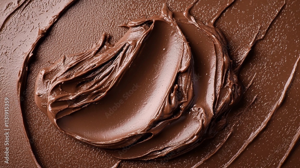 Poster rich and velvety mocha mousse spreads across a smooth surface, showcasing its luscious, creamy textu