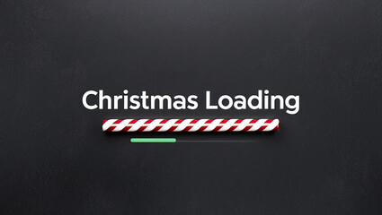 Obraz premium Christmas loading text with stripe candy cane in grey background 