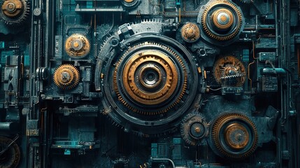 Steampunk Machine: Intricate Gears and Metal Design