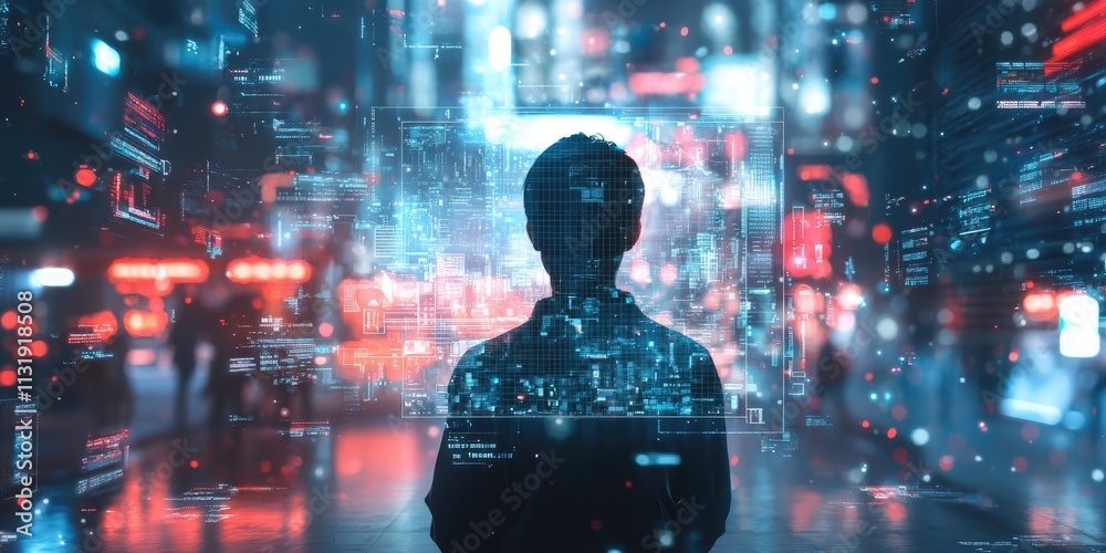 Poster visualize a person mapping out a digital roadmap to achieve strategic goals in digital transformatio