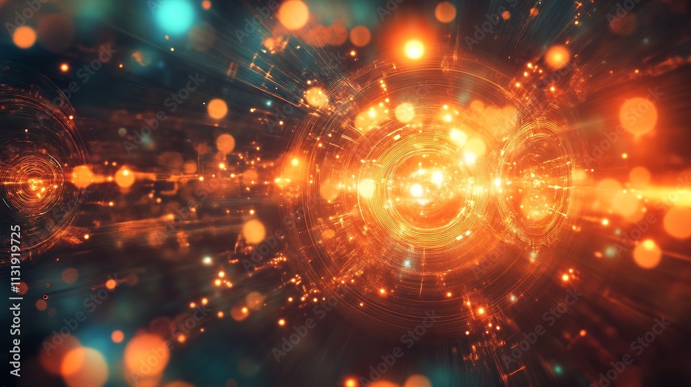 Leinwandbilder vibrant abstract motion of light and energy in digital art with circular patterns : generative ai