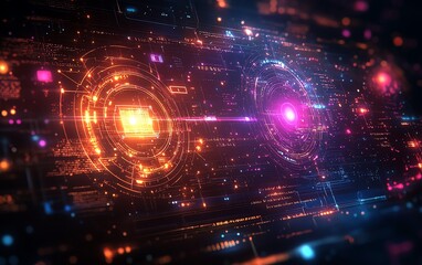 Obraz premium Innovation and mathematics concept, with glowing formulas, algorithms, and abstract shapes on a hightech dark backdrop