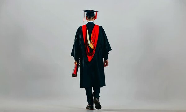 Graduate Walking Away, Back View, Achievement, Success, Education