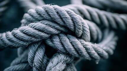 Fototapeta premium Closeup of Nautical Ropes Tied in Knots Symbolizing Strength and Connection : Generative AI