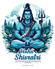 Happy Maha Shivratri Lord Shiva with Har Har Mahadeva Social Media Post template banner

