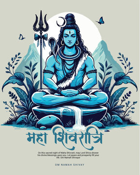 Happy Maha Shivratri Lord Shiva with Har Har Mahadeva Social Media Post template banner
