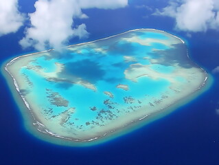 top view coral reef atoll