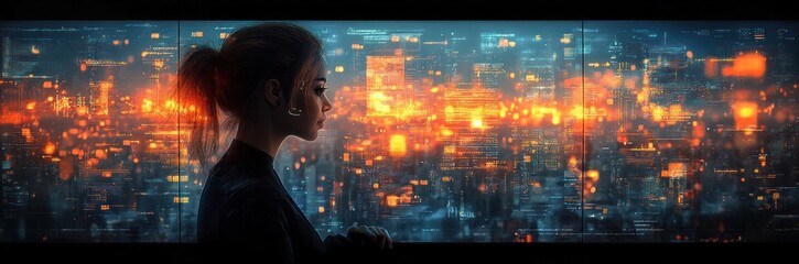 Fototapeta premium Business Professional Analyzing Data Visualizations Currency Exchange Financial Growth Cyberpunk Style