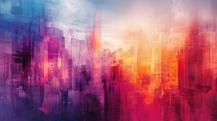 Naklejka premium Futuristic Cityscape: Neural Dust and Quantum Harmony