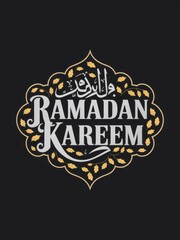 Elegant Ramadan Kareem Typography with Gold Decorative Elements