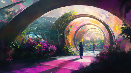 Obraz premium Biodome Habitat: Futuristic Eco-Friendly Garden