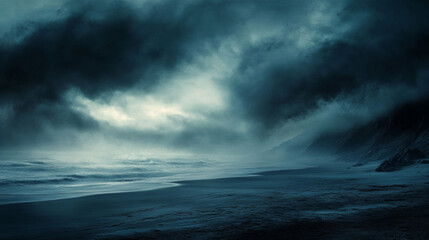 Moody Beach Dusk: Serene Coastal Landscape © Killian