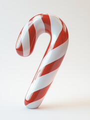 Fototapeta premium Giant red and white candy cane in 3D isolated on white background
