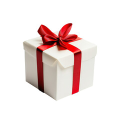 Obraz premium White Gift Box with Red Ribbon: Minimalist Present