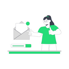 Fototapeta premium Hand Drawn Woman Programming Vector & Illustration