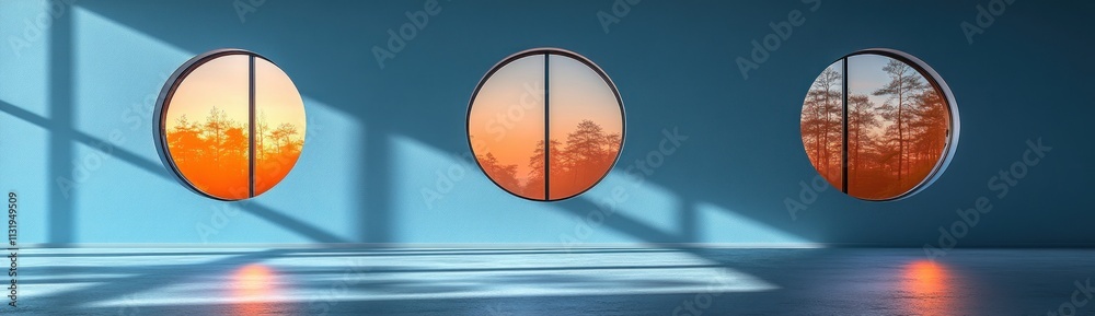 Aufkleber 3D Circular Buttons Panel for Website Navigation, Minimalist Design with White and Gray Colors, Reflective Surfaces and Soft Lighting