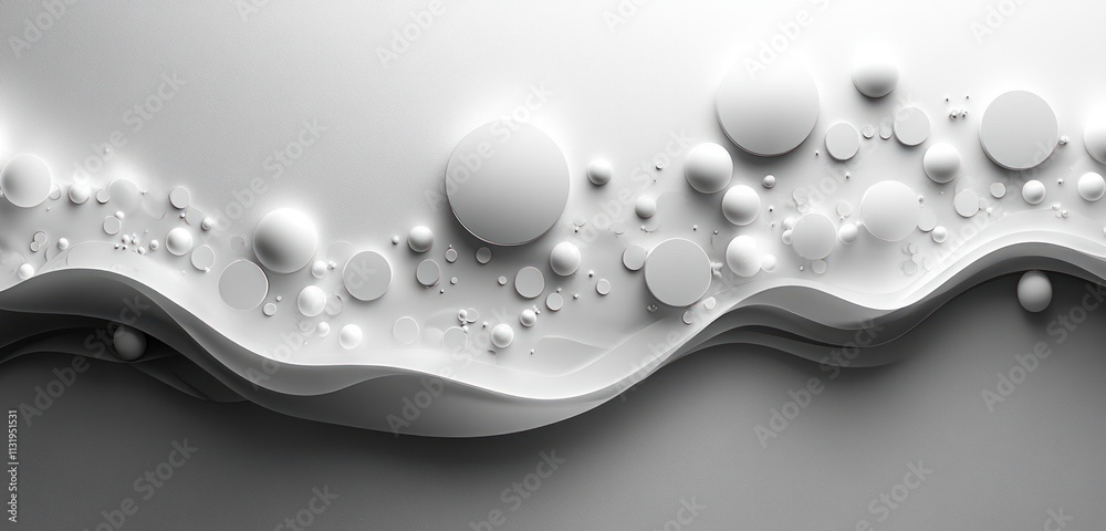 Poster minimalist white buttons and circles for user interface design, modern 3d icons, soft gray backgroun