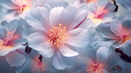 Delicate Pastel Blossoms Soft, Dreamy, Light Blue Flowers