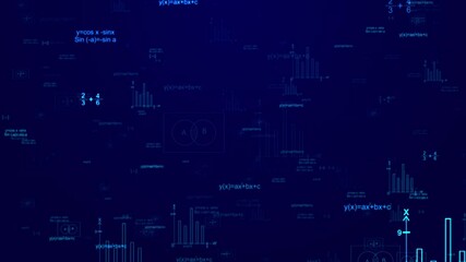 Mathematical Math Formulas blue Cybersecurity Molecular digital made of binary code Calculating background. calculations functions equations elements, numbers and formulas equations Chemistry Science - Powered by Adobe