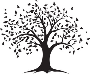 Fototapeta premium Tree with bird black silhouette vector file graphic design