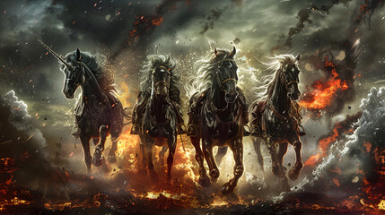 Fototapeta premium An Eerie Journey Through the Eyes of a Bone Rider and His Phantom Cavalry 