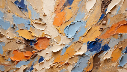 Fototapeta premium Avant-Garde Blue Gold Beige Orange Brown Abstract