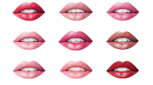 Valentine day love expressions transparent background graphic design colorful lips romantic concept for love and affection
