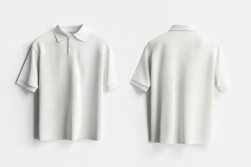 White polo shirt mockup, front and back view, isolated on white background. (3)