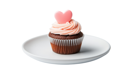 Delicious valentine day cupcake with heart transparent background love theme sweet treat romantic setting focused viewpoint