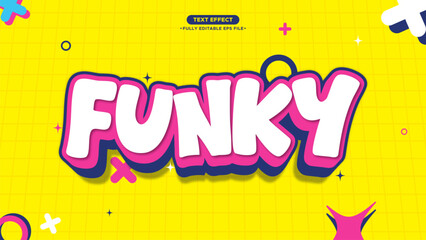 Funky Cartoon and Pop Art Vector Text Effect with 3D Style