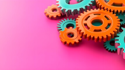 colorful interlocking gears mechanism - abstract backgrounds